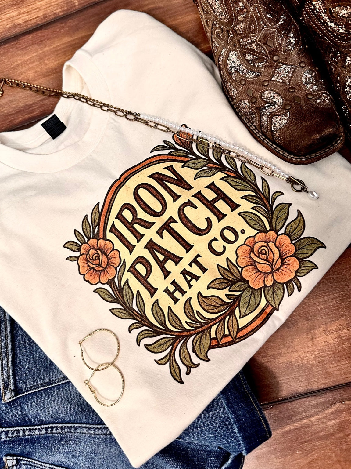 Iron Patch Floral Crest Tee